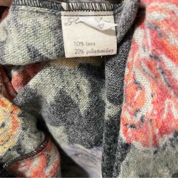 VINTAGE MADE IN ITALY KNIT WOOL MULTICOLOUR FLORAL MIDI DRESS - Picture 7 of 11